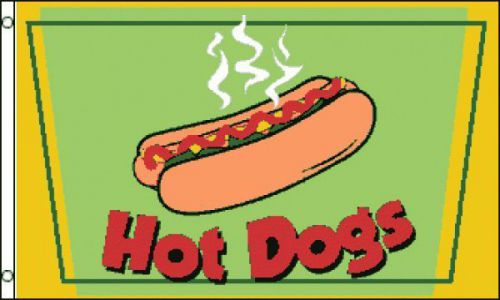 HOT DOG FLAG 3X5&#039; CONCESSION FAIR FOOD NEW HOTDOG CART