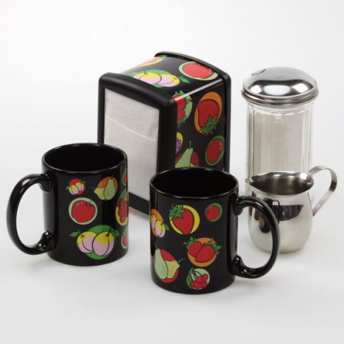 Farm Stand Fruits Diner Napkin Dispenser Coffee Mugs Tabletop Gift Set