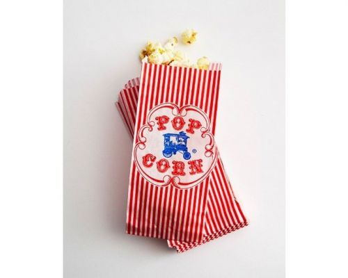 POPCORN paper bags! Fun Retro gusseted treat bags.  3.5&#034; x 2.25&#034; x 7.75&#034; Vintage