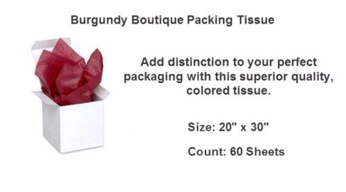 Boutique Speciality Gift Packaging: Burgundy Tissue Paper (20&#034; x 30&#034;, 60 Sheets)