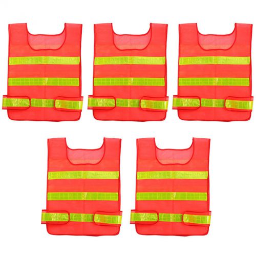 Lot 5 new red high visibility reflective safety vest work vest waistcoat us for sale