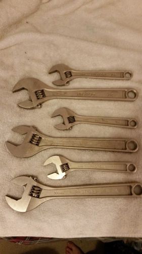 6 PROTO ADJUSTIBLE CRESCENT WRENCH LOT 12&#034; &amp;  8&#034; USA