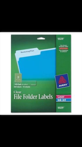 Avery 5029 Clear Laser/Inkjet Filing Labels, Self-Adhesive, 2/3&#034;x3-7/16&#034;, 450/PK