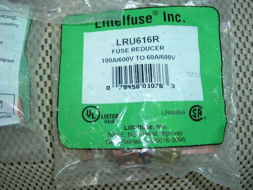 Littelfuse Inc. Fuse Reducer LRU616R 100 A / 600 V to 60 A / 600 V NEW! SEALED