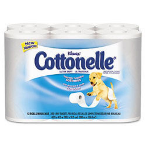 Kleenex Cottonelle Ultra Soft Bulk Bath Tissue, 1-Ply, 165 Sheets, 48 Rolls/Case