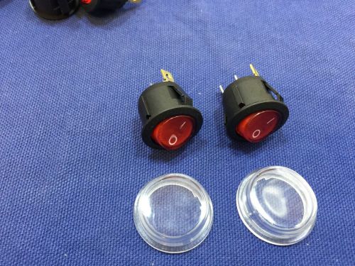 2x waterproof ac 6a 250v red light on off spst cap car boot rocker switch b18 for sale
