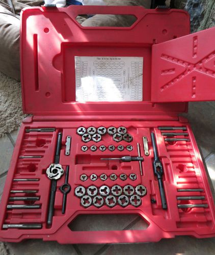 Snap on tap &amp; die threading set. 52 pieces w/ case. metric and sae standard for sale