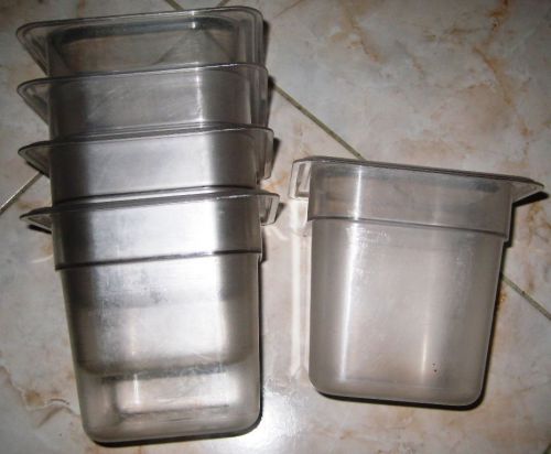 Lot of 5 Vintage Cambro GN 1/6 X 6 IN Size Camwear Container Clear