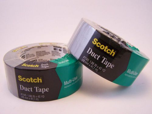 3M Scotch Duct Tape 2 ROLLS 1.88&#034; x 45 yd Multi Use SHIPS FREE #1145  grey duck