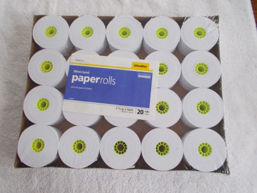 Pack of 20 paper rolls 38mm bond, 1 15/32&#034;  x 120  feet each office max for sale