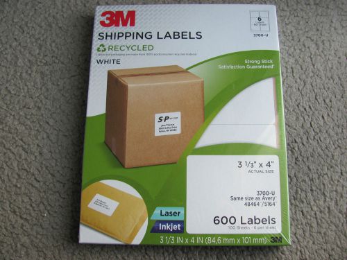 Brand New 3M Recycled Shipping Labels White 3700-U (3 1/3” x 4”) 600 Labels
