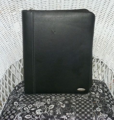 Samsonite Black Faux Leather Zip Around Portfolio / 3 Ring Binder  10 x 13