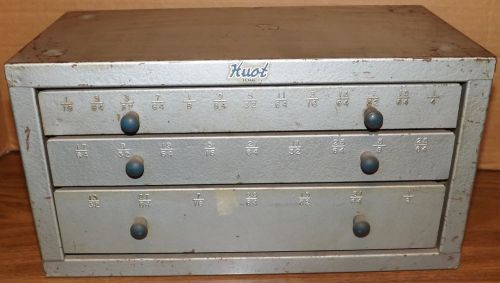 Vintage Huot Industrial Machine Drill Bit 3 Drawer Cabinet Box Hardware Store #1