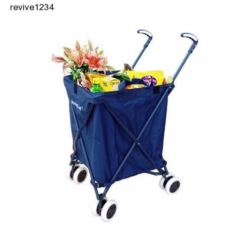 Folding Shopping Cart Utility Transport Heavy Duty Canvas Camping Picnic Compact