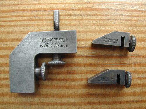 Vintage Starrett  281 Rule Attachment &amp; a Pair of Key Seat Rule Clamps