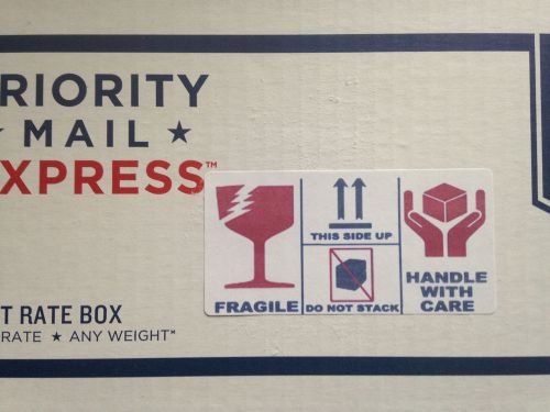 100 - 4&#034;x2&#034; FRAGILE, DO NOT DROP, THIS SIDE UP STICKERS