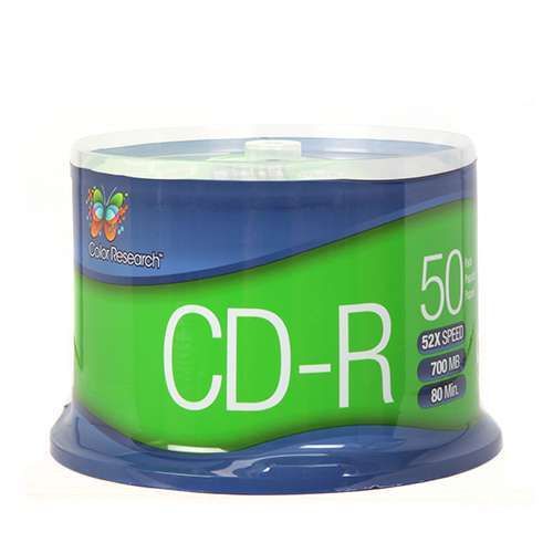 Color research 50 pack cd-r blank media - 52x speed, 700mb  - c18-42857 for sale