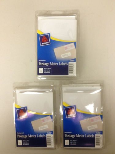 3 NEW PKGS AVERY PERMANENT POSTAGE METER LABELS 5288 160 COUNT 1-1/2 x 2-3/4&#034;