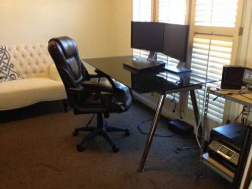 Smokey Glass office Desk and Chair Set - Local Pick Up Only 30041