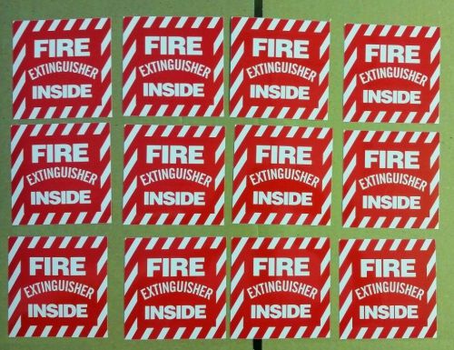 Fire Extinguisher Inside Sign 4x4 25pcs. (peal &amp; stick) NIP BL-105