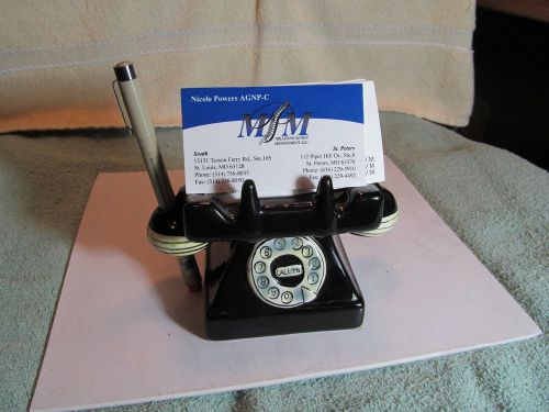 Ceramic &#034;Vintage Rotary Telephone&#034; shaped business card holder/desk item.