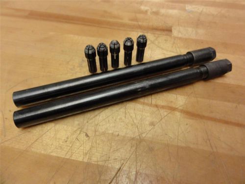 (2) 300da collet tool holders, 1/2&#034; shank, (5) used assorted collets for sale