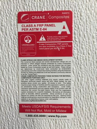 FRP Panels  CLASS A FIRE RATED WATERPROOF Cleanable Ceiling Tiles 2&#039;x 4&#039; Qty 10