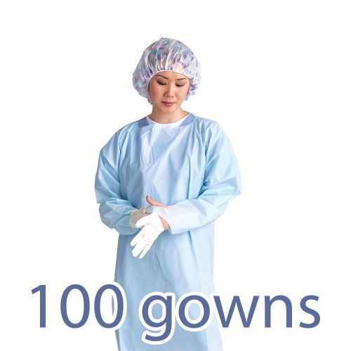 1 box of 100 medline standard polyethylene thumb loop isolation surgical gowns for sale