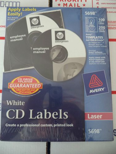 Avery Matte White CD Labels, Laser, 5698, 100 Disc Labels and 200 Spine Labels