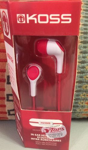 Koss In Ear Headphones With Microphone KEB15IR NEW SEALED ••RED••