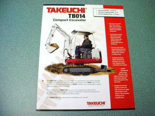 Takeuchi TB014 Compact Excavator Brochure
