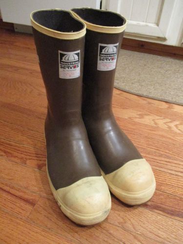 Servus Industrial Footwear Neoprene Rubber Boots w Steel Toe Top Men&#039;s 12 brown