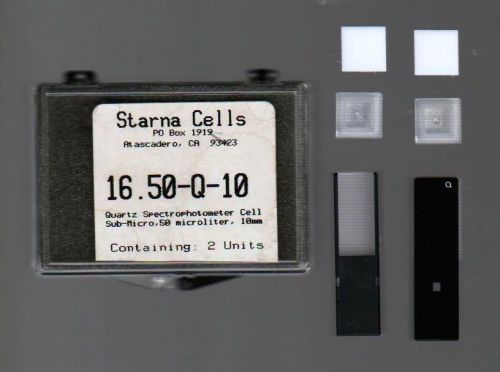 2 Sub-Micro Spectrophotometer Starna Cells 16.50-Q-10/Z15  with 4 stopper tops