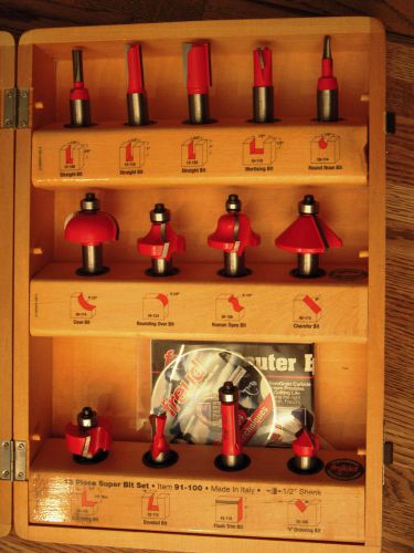 Freud 13 industrial carbide tipped router bit set 91-100 in case, 1/2&#034; shank for sale