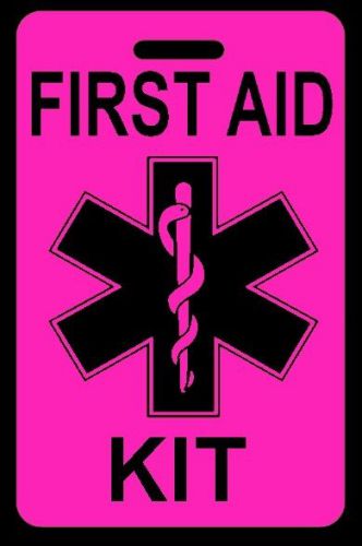 Hi-viz pink first aid kit bag tag - free personalization - new for sale