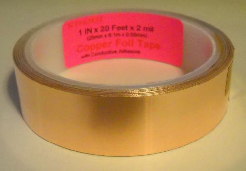 1 inch x 20 feet x 2mil conductive copper foil tape esd (1 in x 20 ft) for sale