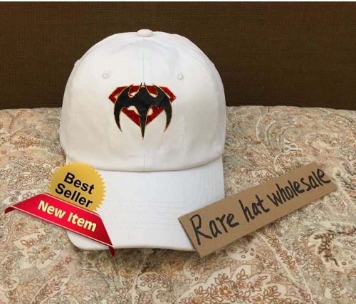 New Custom Combine Superman BatmanLogo White baseball Caps Hats Gift Unisex