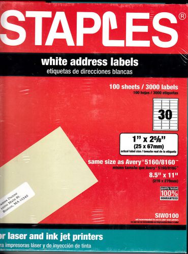 Staples  5160 White Mailing Labels 3000 Ct
