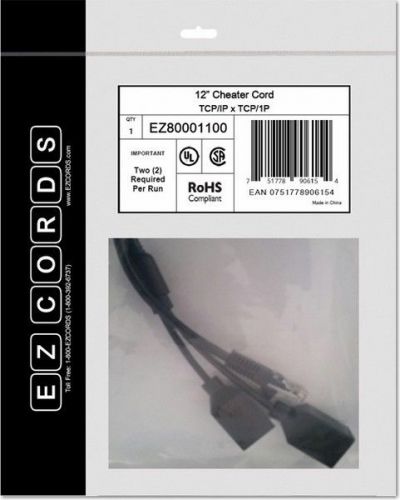 EZCORDS EZC-EZ80001100 TCP/IP x TCP/IP Cheater Cord Black 12&#034;