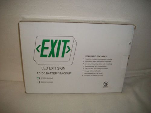 LED Exit Sign GPG32EN  Seld Powered White Housing NEW