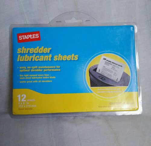 Staples Shredder Lubricant Sheets 12/pk, Shredder Sheets