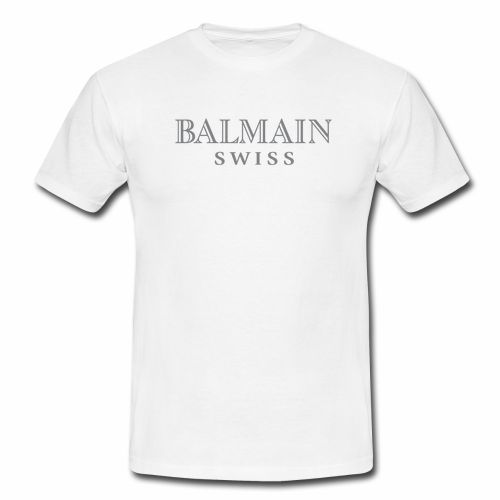 Hot Item Balmain H&amp;M Flock Print T-Shirt Tee White S,M,L,XL,XXL HM Swiss Logo