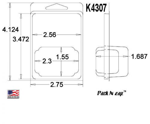 K4307: 800 - 4&#034;H x 3&#034;W x1.687&#034;D Clamshell Packaging Clear Plastic Blister Pack