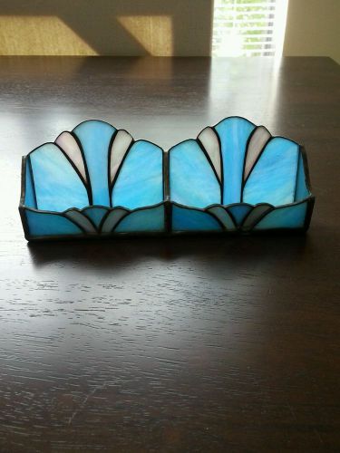 Blue Stained Glass Business Card Holder