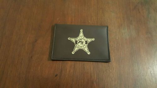 Indiana Sheriff Leather ID Holder Case Brown Police Duty Badge Wallet New