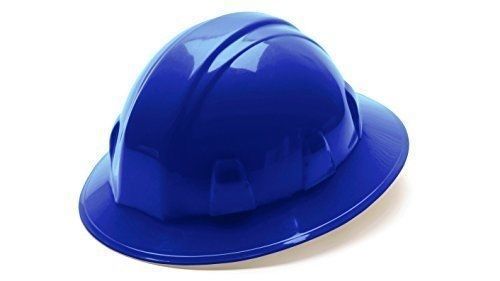 Pyramex blue full brim style 4 point ratchet suspension hard hat for sale