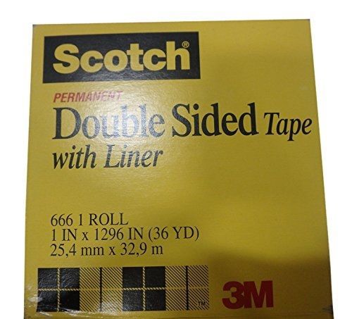 Scotch Double Sided Tape with Liner, 1 x 1296 Inches, Boxed (666)