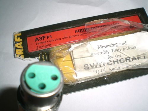 Switchcraft A3FP1 Q-G audio connector male 3 pin Raytheon NOS