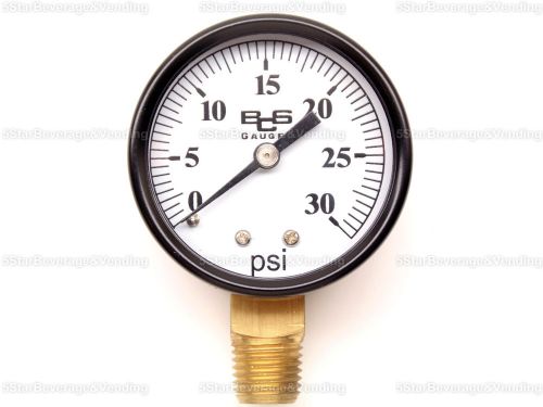 CO2 LOW PRESSURE REPLACEMENT GAUGE 0-30 PSI 1/4&#034; NPT RH THREADS HOME BREW