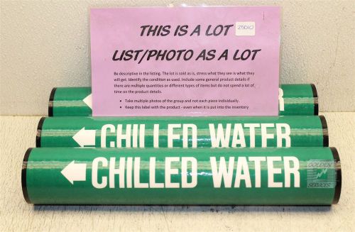 CW-MG-9876 Chilled Water Sign Medium Green Lot of 3